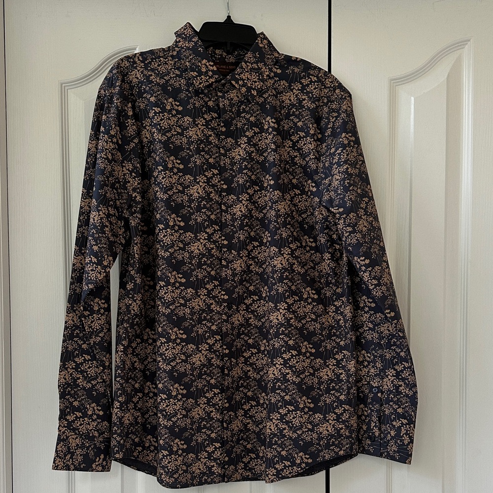 Navy Floral Men's Casual Shirt